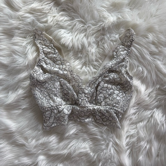 Cosabella Never Say Never Plungie Longline Bralette - White/Black Lace M - Picture 4 of 12